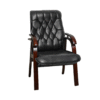 Modern Office Leather Chair with a wooden frame - black