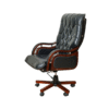 Modern Office Leather Chair with a wooden frame - black