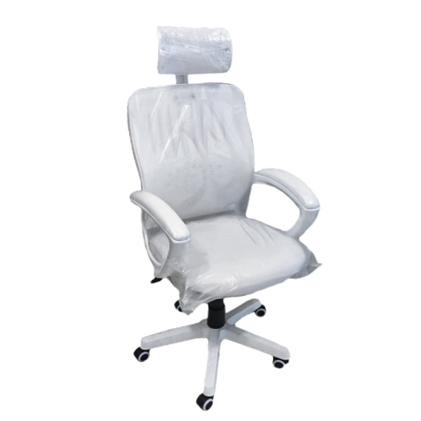 Ergonomic Mesh Office Chair, Adjustable, with Headrest and Armrests, White