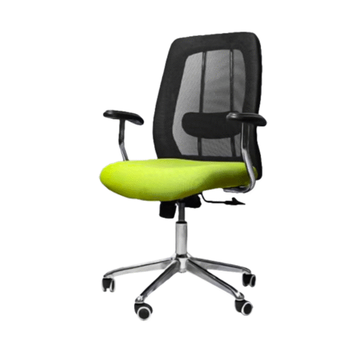 Ergonomic Black and green medical mesh chair with breathable material with a back support- green & black