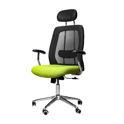Ergonomic Black and green medical mesh chair with breathable material with a back support- green & black