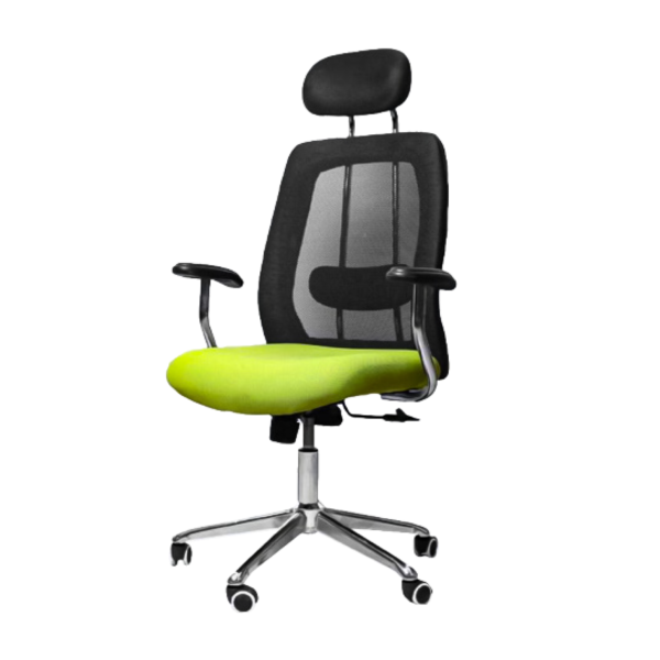 Ergonomic Black and green medical mesh chair with breathable material with a back support- green & black