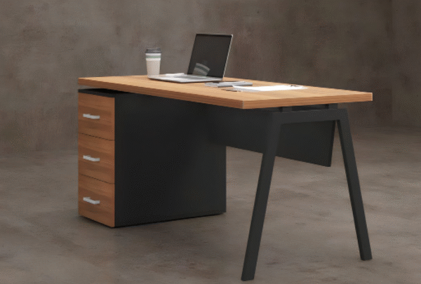 Desk with a distinctive design made of MDF wood and acrylic veneer, starting from a size of 120 cm.