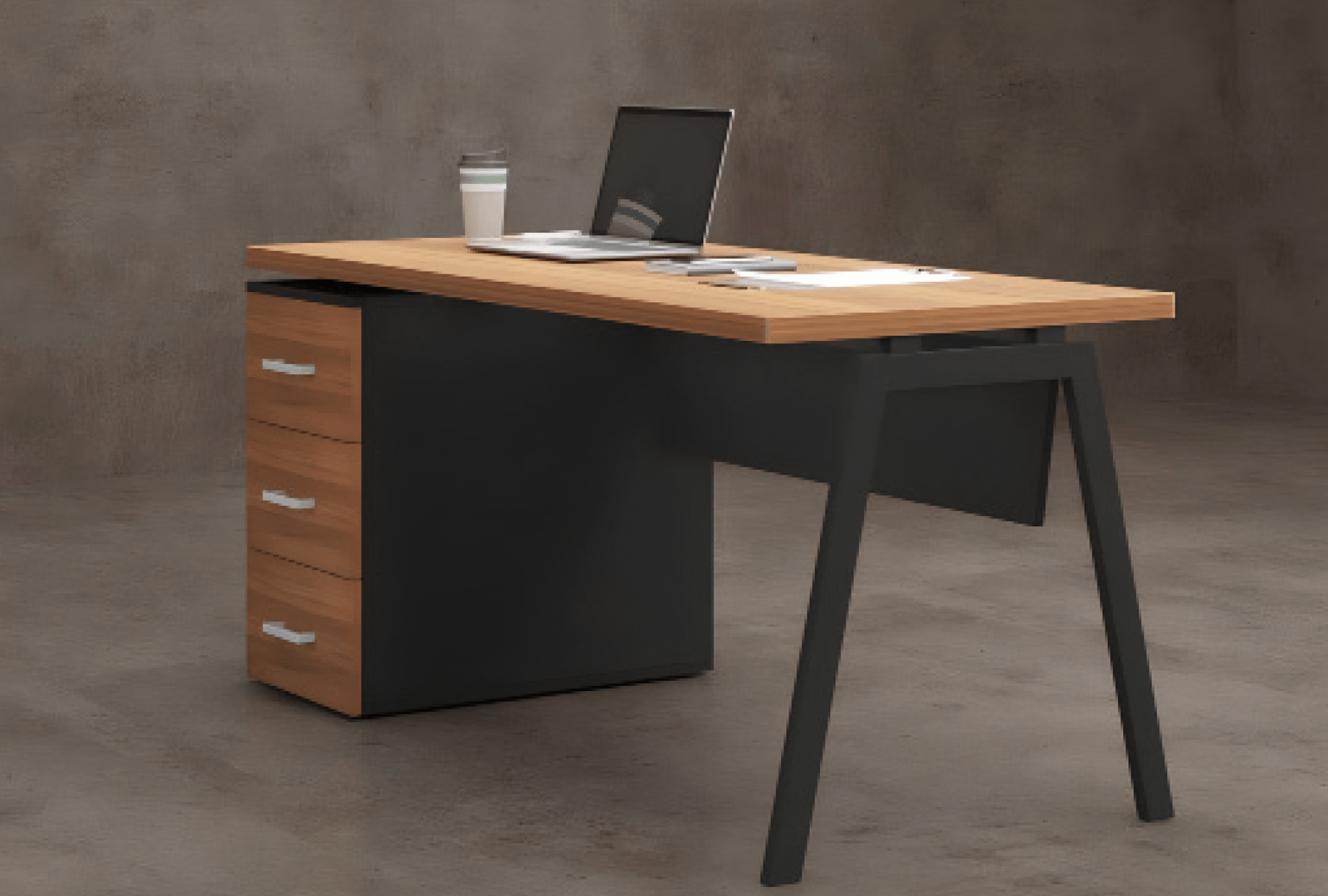 Desk with a distinctive design made of MDF wood and acrylic veneer, starting from a size of 120 cm.