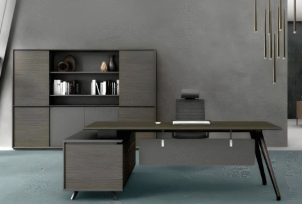 Desk with a distinctive design made of MDF wood and acrylic veneer, starting from a size of 180 cm.
