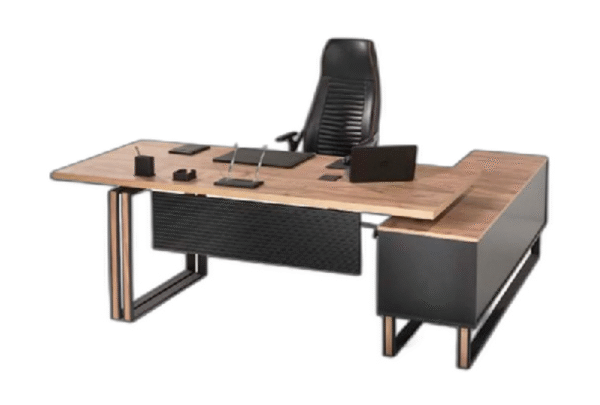 Desk with a distinctive design made of MDF wood and acrylic veneer, starting from a size of 160 cm.