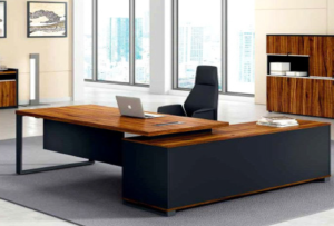 Desk with a distinctive design made of MDF wood and acrylic veneer, starting from a size of 160 cm.