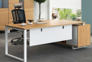 Desk with a distinctive design made of MDF wood and acrylic veneer, starting from a size of 160 cm.