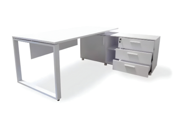 Desk with a distinctive design made of MDF wood and acrylic veneer, starting from a size of 160 cm.