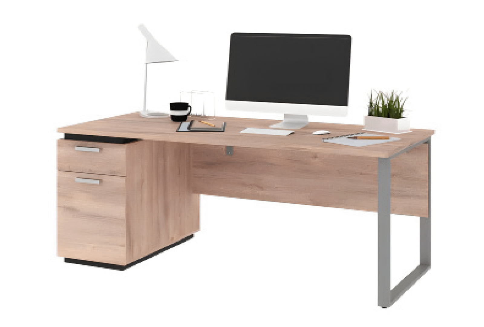 Desk with a distinctive design made of MDF wood and acrylic veneer, starting from a size of 120 cm.