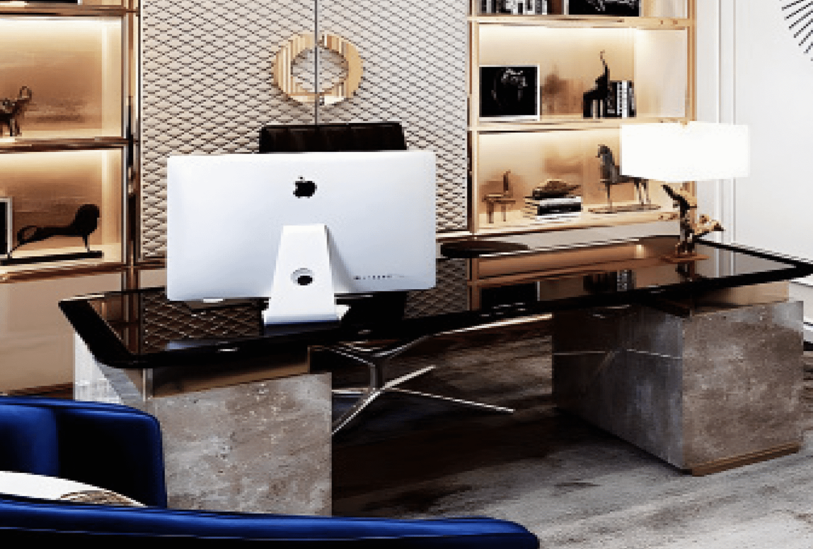 Desk with a distinctive design made of MDF wood and acrylic veneer, starting from a size of 180 cm.