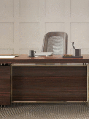 Desk with a distinctive design made of MDF wood and natural paint