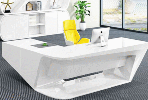 Desk with a distinctive design made of MDF wood and natural paint
