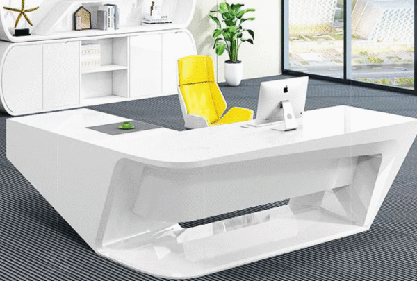 Desk with a distinctive design made of MDF wood and natural paint