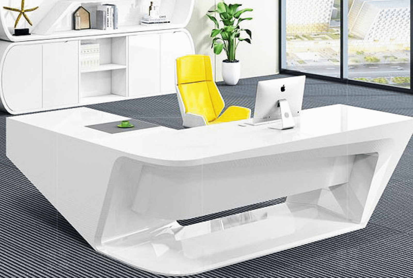 Desk with a distinctive design made of MDF wood and natural paint