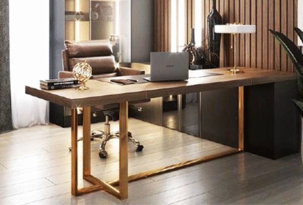 Desk with a distinctive design made of MDF wood and natural paint