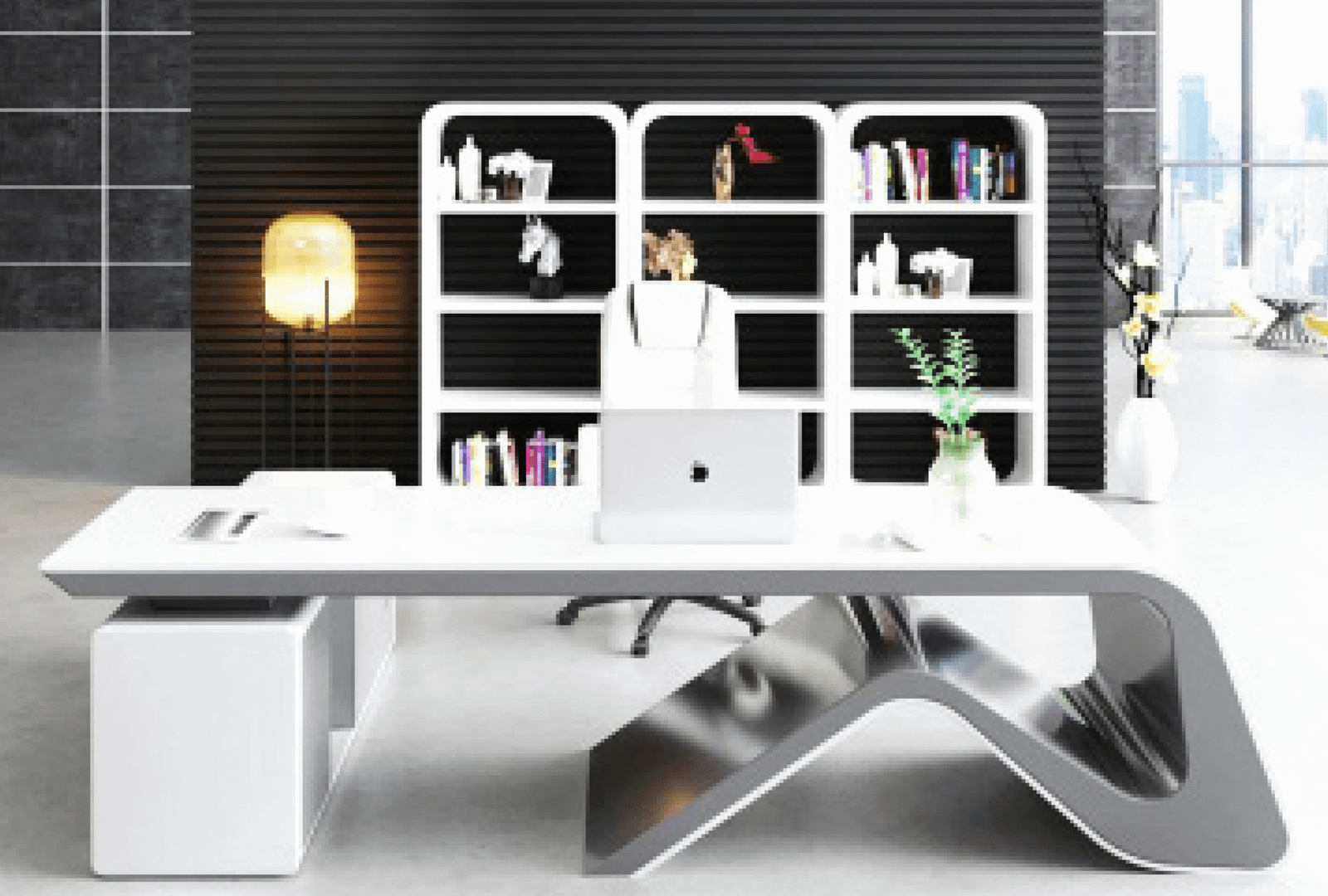 Desk with a distinctive design made of MDF wood and natural paint