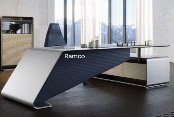 Desk with a distinctive design made of MDF wood and natural paint