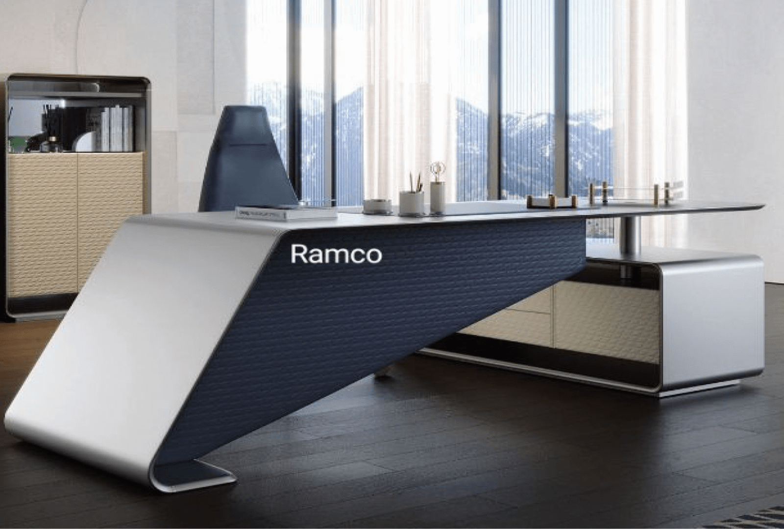 Desk with a distinctive design made of MDF wood and natural paint