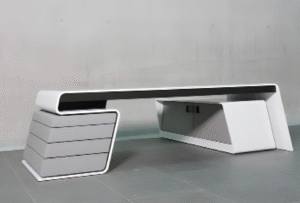 Desk with a distinctive design made of MDF wood and natural paint