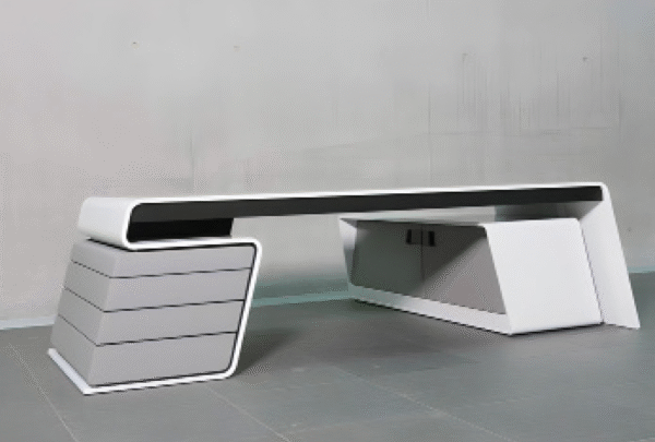 Desk with a distinctive design made of MDF wood and natural paint