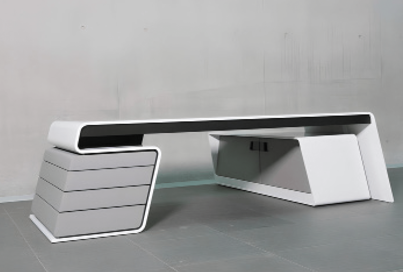 Desk with a distinctive design made of MDF wood and natural paint