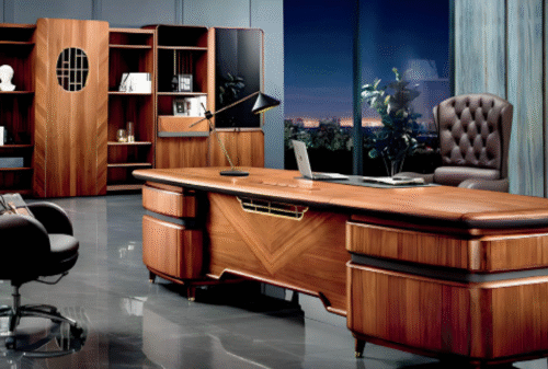 Desk with a distinctive design made of wood and natural paint, starting from a size of 200 cm.