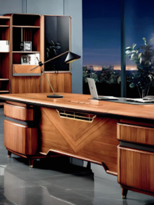 Desk with a distinctive design made of wood and natural paint, starting from a size of 200 cm.