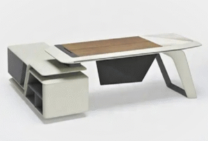 Desk with a distinctive design made of MDF wood and natural paint