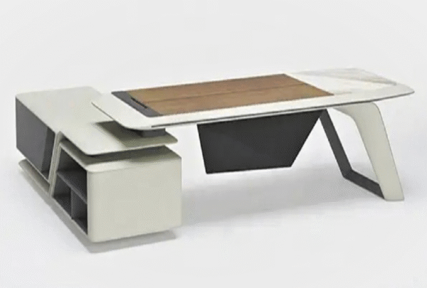 Desk with a distinctive design made of MDF wood and natural paint