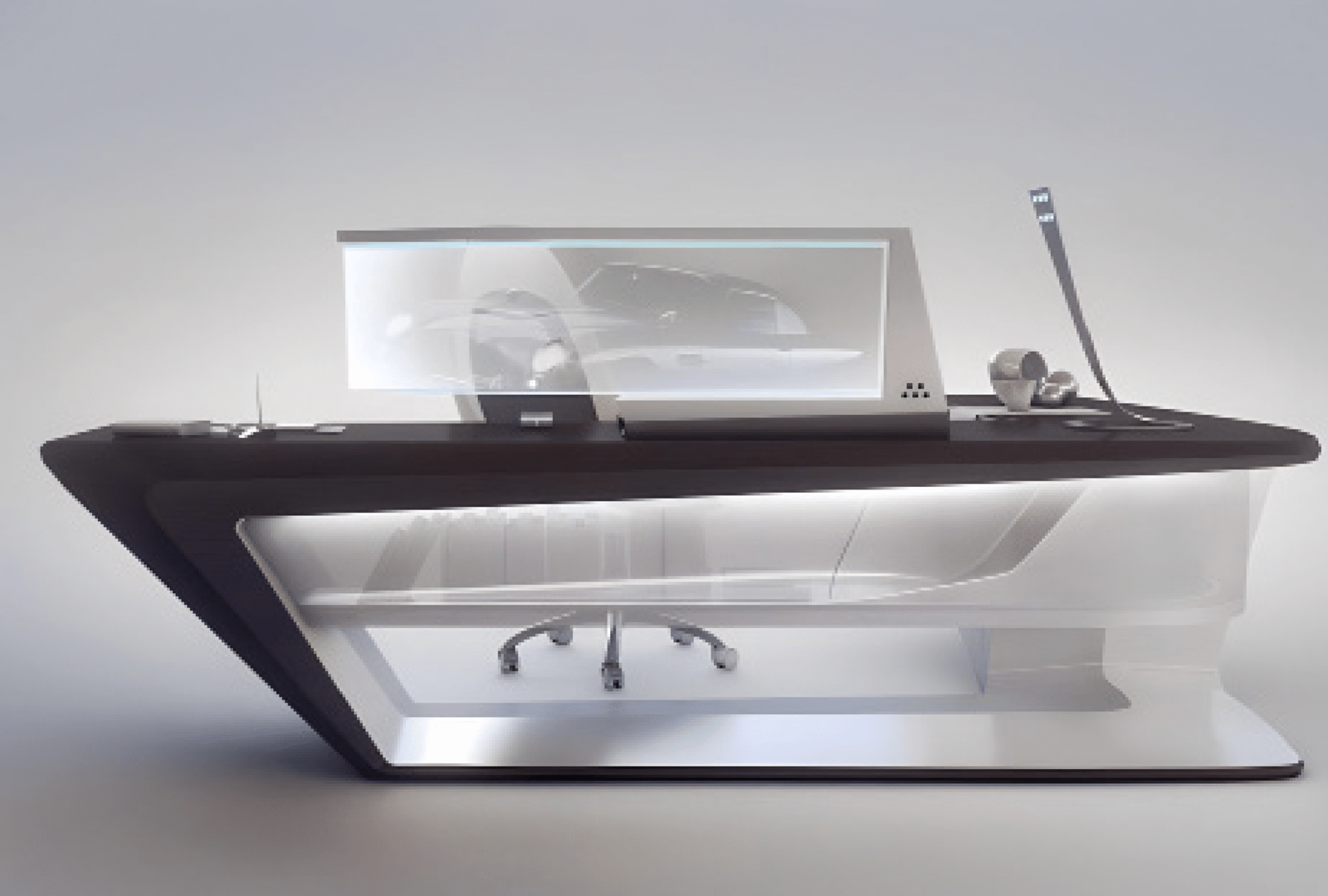 Desk with a distinctive design made of MDF wood and natural paint