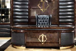 Desk with a distinctive design made of MDF wood and natural paint