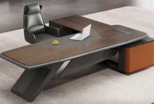 Desk with a distinctive design made of MDF wood and natural paint
