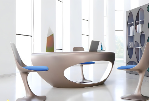 Desk with a distinctive design made of MDF wood and natural paint