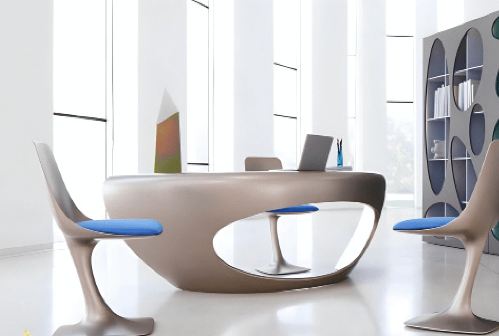Desk with a distinctive design made of MDF wood and natural paint