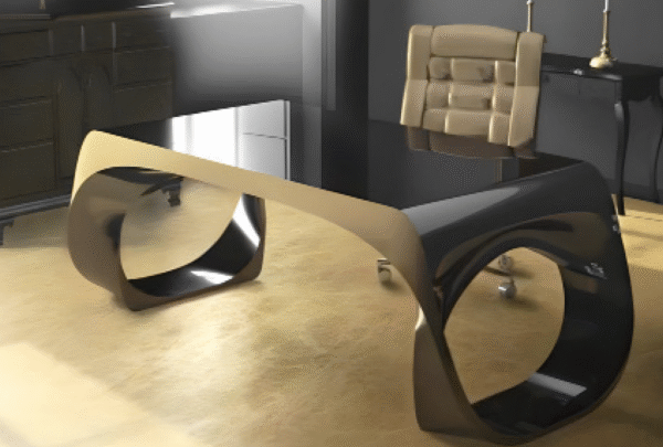 Desk with a distinctive design made of MDF wood and natural paint