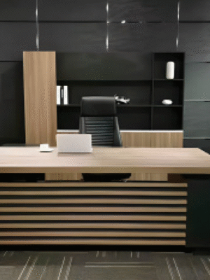 Desk with a distinctive design made of MDF wood and natural paint