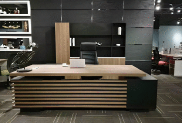 Desk with a distinctive design made of MDF wood and natural paint