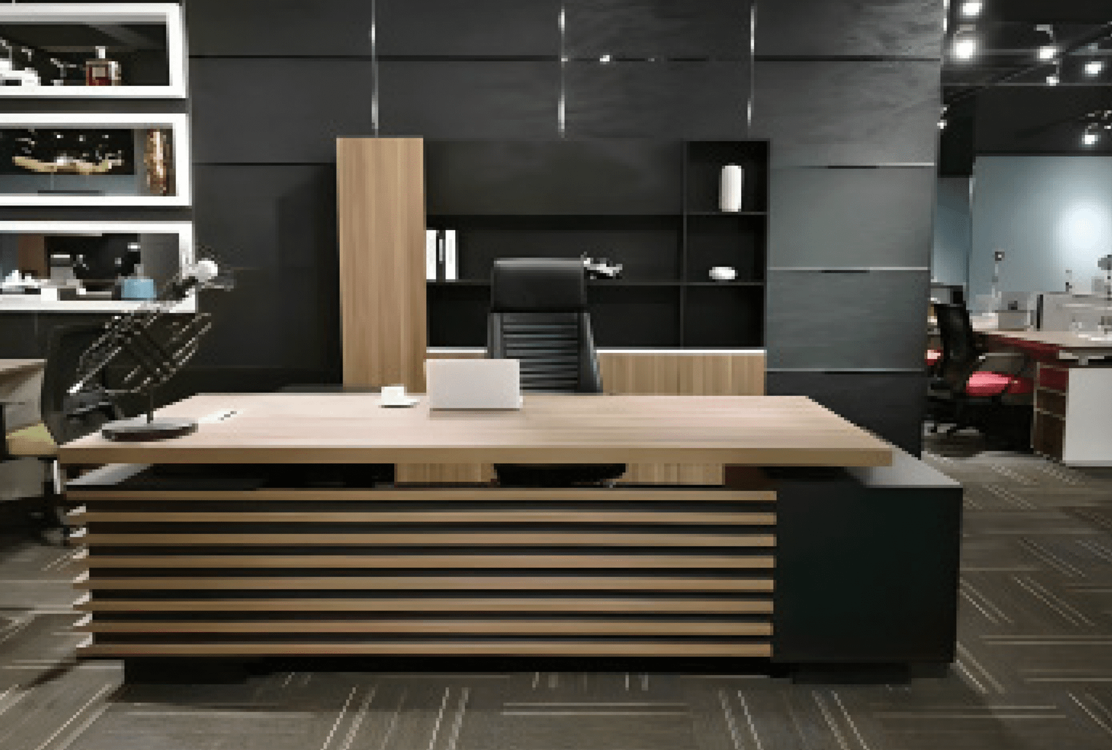Desk with a distinctive design made of MDF wood and natural paint
