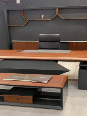 Desk with a distinctive design made of MDF wood and natural paint