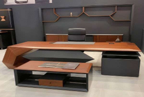 Desk with a distinctive design made of MDF wood and natural paint