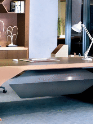 Desk with a distinctive design made of MDF wood and natural paint