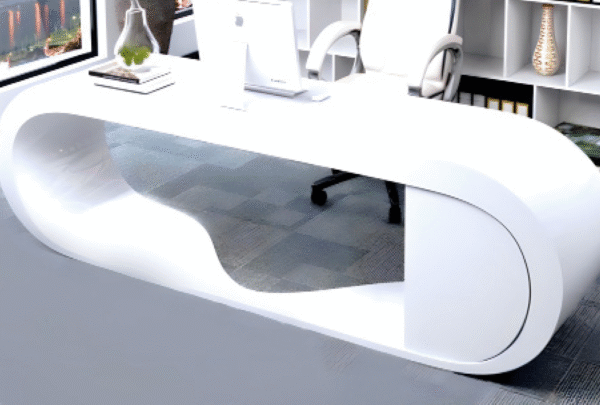 Desk with a distinctive design made of MDF wood and natural paint