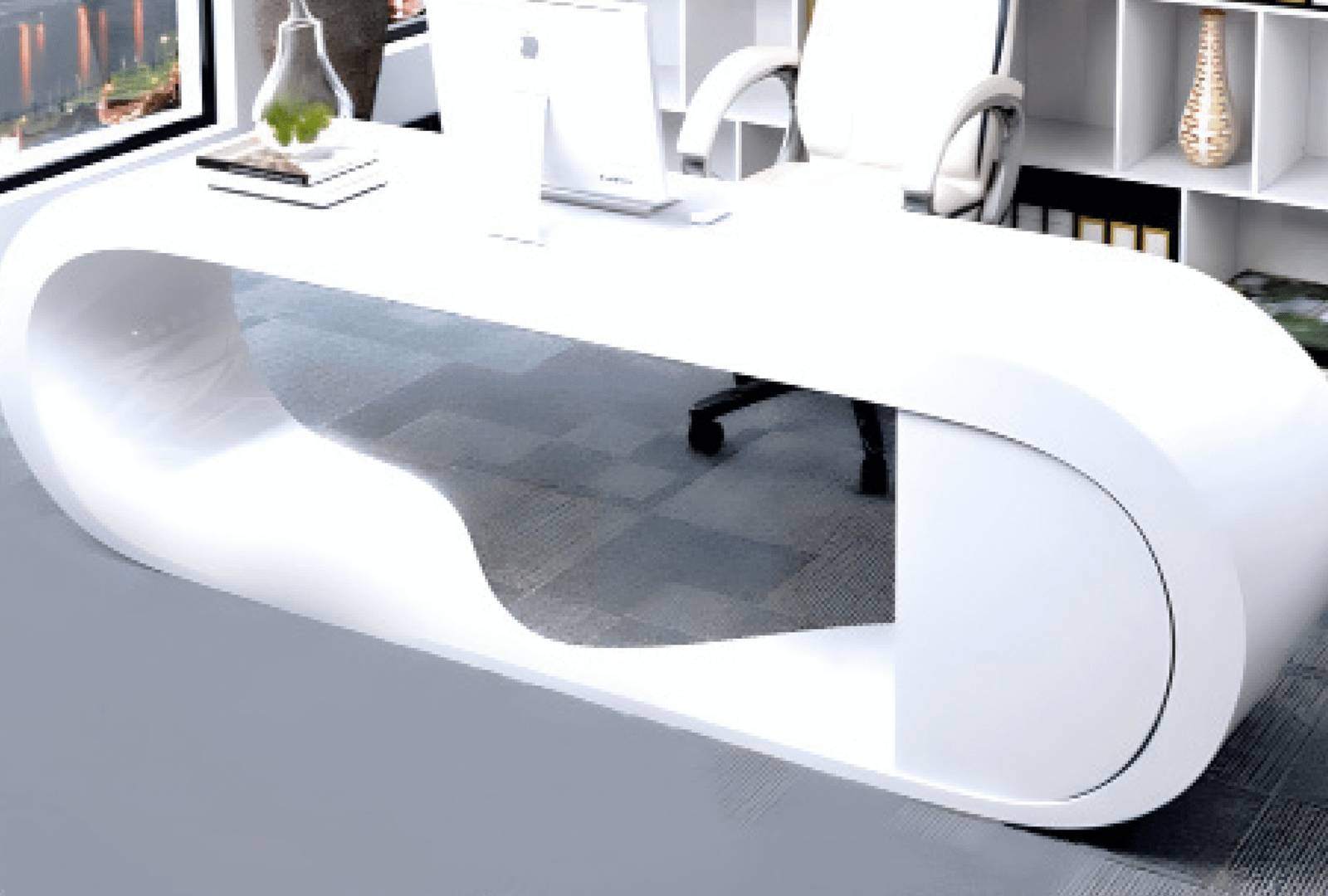 Desk with a distinctive design made of MDF wood and natural paint