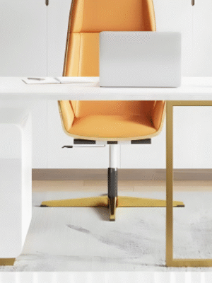 Desk with a distinctive design made of MDF wood and natural paint