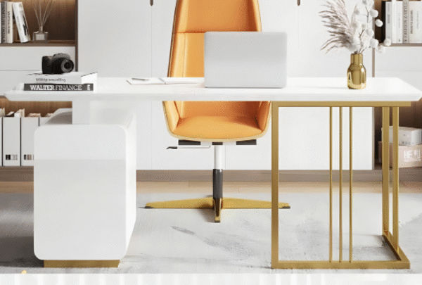 Desk with a distinctive design made of MDF wood and natural paint