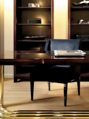 Desk with a distinctive design made of MDF wood and natural paint