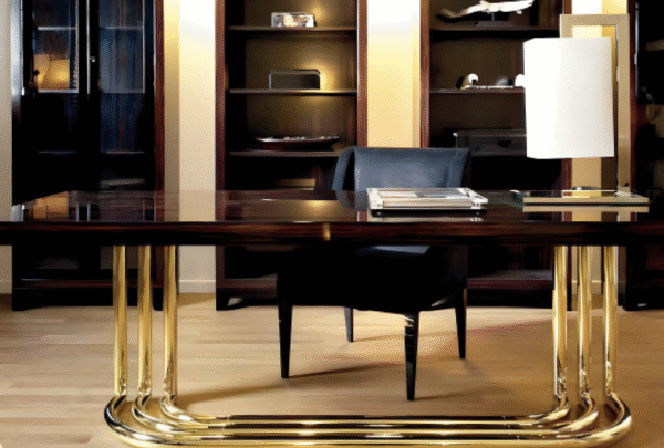 Desk with a distinctive design made of MDF wood and natural paint