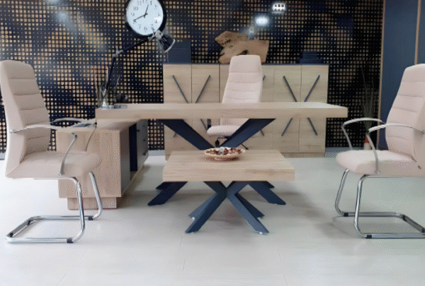 Desk with a distinctive design made of MDF wood and natural paint