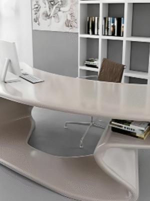 Desk with a distinctive design made of MDF wood and natural paint